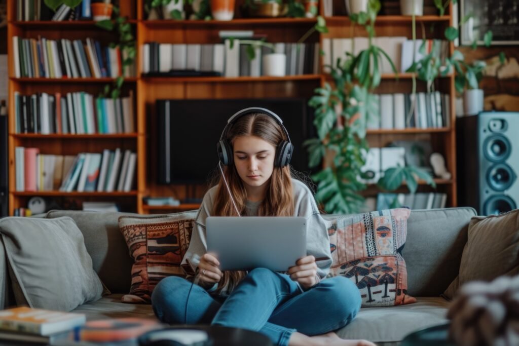 Lectora en casa con su tableta